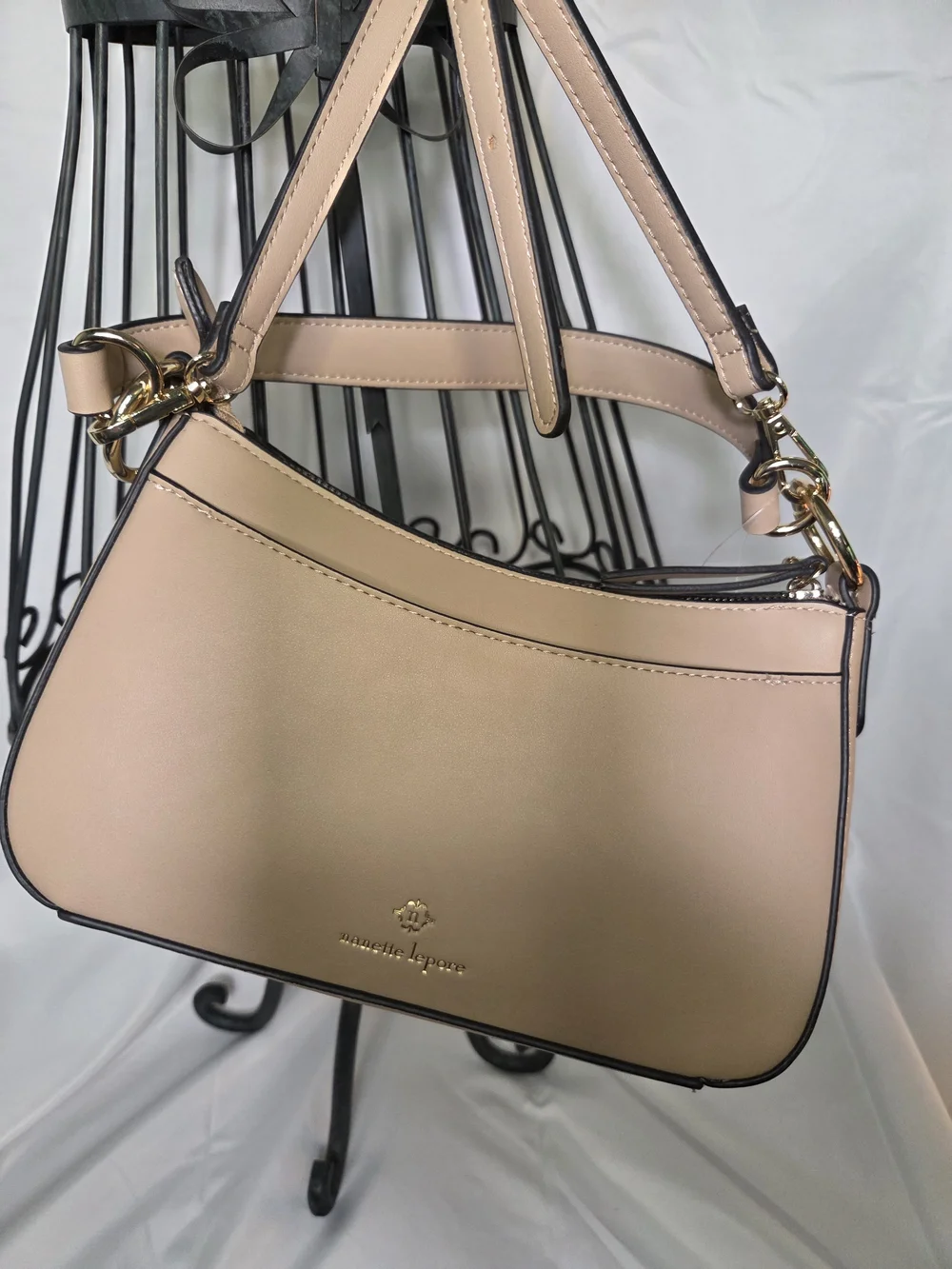 P76. Nanette Lepore Beige Cream Snake-Print Shoulder Bag NWOT